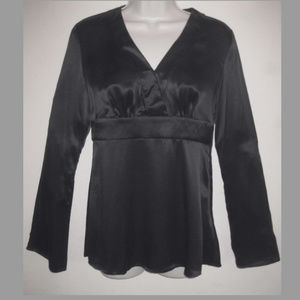 Silk satin top 4 Very dark gray Empire V-neck Long sleeve Loose Michael Kors